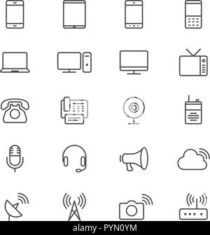 Dispositivo di comunicazione thin icona impostare Illustrazione Vettoriale