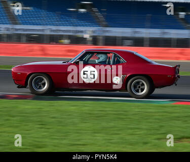 Nick Savage, Chevrolet Camaro, Storico Road Sport, Silverstone Finals gara storica riunione, Silverstone, ottobre 2018, automobili, Classic Cars Racing, H Foto Stock