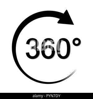 Angolo di 360 gradi icona segno di geometria simbolo matematico illustrazione vettoriale EPS10 Illustrazione Vettoriale