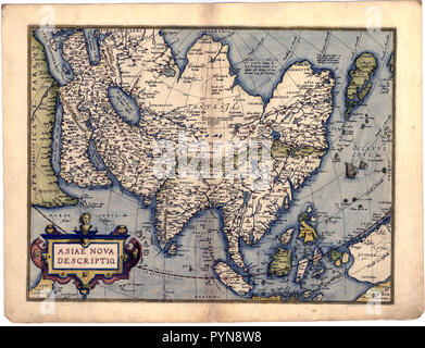 Abraham Ortelius - primo atlante mondiale ca. 1570 - Asia Foto Stock