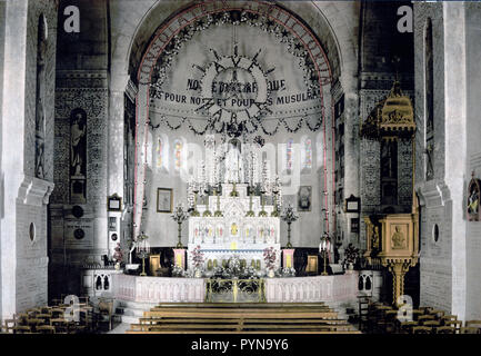 Interno della cattedrale di Notre Dame d'Afrique ad Algeri, Algeria ca. 1899 Foto Stock