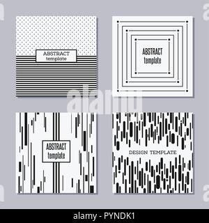 Set di schede alla moda con design piatto. Abstract composizione geometrica. Applicabile per le copertine, cartelloni, manifesti, volantini e disegni di banner. Illustrazione Vettoriale