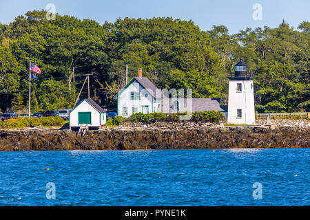 Grindle punto luce su Islesboro isola nella baia di Penobscot nel Maine negli Stati Uniti Foto Stock