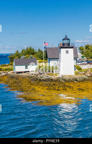 Grindle punto luce su Islesboro isola nella baia di Penobscot nel Maine negli Stati Uniti Foto Stock