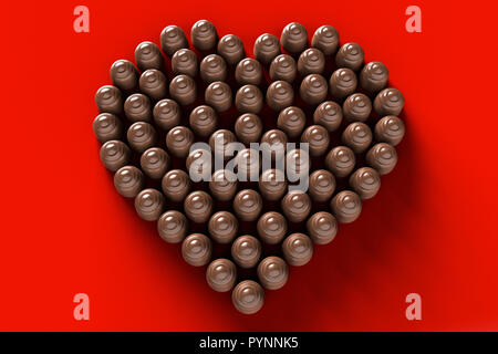 Il rendering 3D di una immagine concettuale di cioccolatini disposti in una forma di cuore Foto Stock