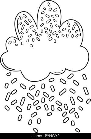 Il cloud con la caramella topping in bianco e nero Illustrazione Vettoriale