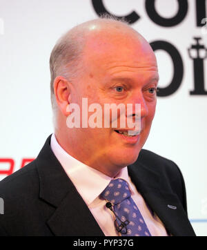 Londra, Regno Unito. 29 ott 2018. Il Ministro dei trasporti Chris Grayling MP parlando a operatori aeroportuali Conference che si terrà a County Hall, Londra oggi (Mon) Credito: Finnbarr Webster/Alamy Live News Foto Stock