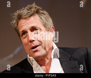 Attore Hugh Grant compare su Mark Kermode live in 3D su lunedì 29 ottobre 2018 tenutasi Al BFI Southbank di Londra. Nella foto: Hugh Grant. Foto Stock