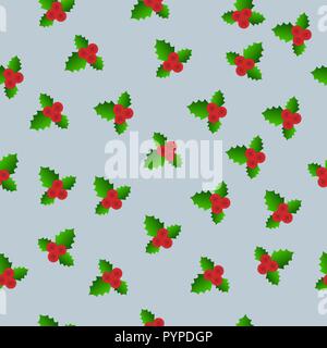 Il vettore del Natale e del nuovo anno vischio seamless pattern sfondo della scheda Illustrazione Vettoriale