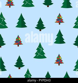 Vector albero di natale seamless pattern. In inverno, la foresta di pini Illustrazione Vettoriale