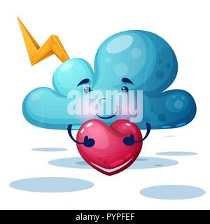 Divertente, carino blue cloud caratteri. Illustrazione Vettoriale