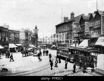 Old Market Place, Wigan all'inizio degli anni '1900 Foto Stock