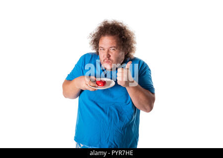 Funny fat man con palloncini. Buon compleanno. Gioia e divertimento Foto Stock