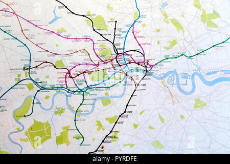 Centro storico di Londra mappa metropolitana c. 1931, a 55 edificio di Broadway, Londra, Regno Unito Foto Stock