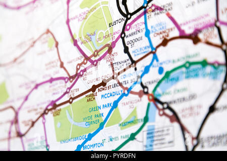 Centro storico di Londra mappa metropolitana c. 1931, a 55 edificio di Broadway, Londra, Regno Unito Foto Stock