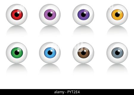 Set di occhi umani in diversi colori illustrazione vettoriale EPS10 Illustrazione Vettoriale