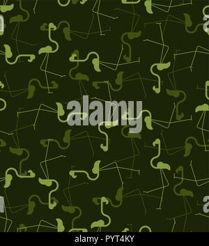 Flamingo esercito seamless pattern. Sfondo militare. Protezione texture verde Illustrazione Vettoriale