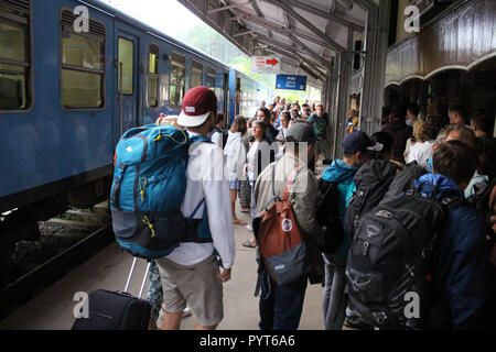 Traduzione: arrivando a ella stazione ferroviaria, un viaggio panoramico attraverso Kandy. Preso in Sri Lanka, Agosto 2018. Foto Stock