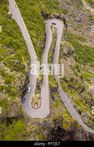 Perfetto tornante a Trollstigen road in Norvegia Foto Stock