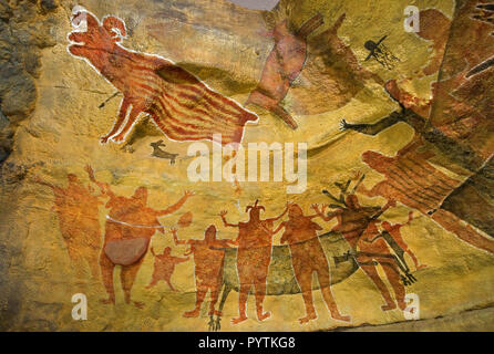 I dipinti rupestri repliche al Museo San Ignacio, Baja California Sur, Messico Foto Stock