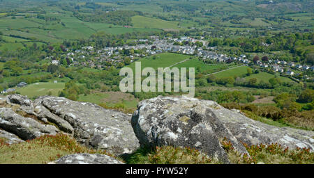 Sulla collina di Meldon vicino a Chagford, Dartmoor Devon, guardando a nord-est di città mercato di per sé Foto Stock