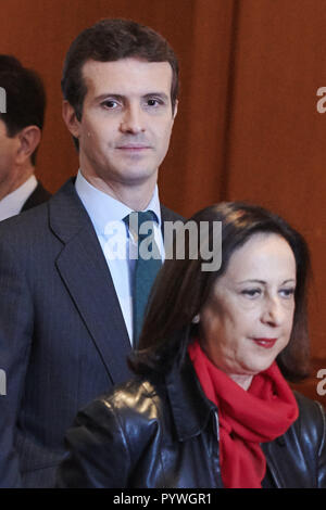 Madrid, Madrid, Spagna. 31 ott 2018. Pablo Casado assiste la lettura della Costituzione spagnola in occasione del quarantesimo anniversario della sua approvazione da parte del congresso presso l'Istituto Cervantes su ottobre 31, 2018 a Madrid, Spagna Credit: Jack Abuin/ZUMA filo/Alamy Live News Foto Stock