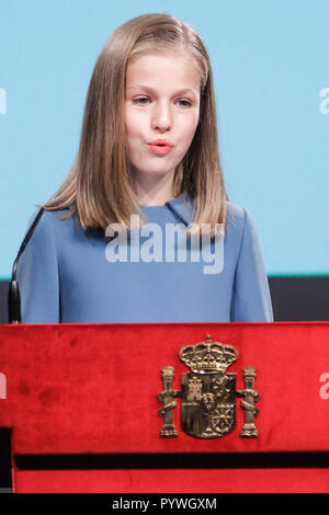 Madrid, Spagna. 31 ott 2018. La Principessa Sofia di Spagna partecipa alla lettura della Costituzione spagnola in occasione del quarantesimo anniversario della sua approvazione da parte del congresso presso l'Istituto Cervantes su ottobre 31, 2018 a Madrid, Spagna. Ottobre31, 2018. Credito: Jimmy Olsen/Media punzone ***Nessuna Spagna***/Alamy Live News Foto Stock