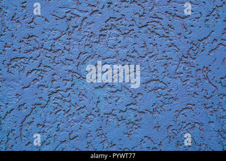 Calcestruzzo parete blu texture di sfondo astratto con scanalature, tacche, brani simili realizzati da formiche. design asimmetrico. close up shot dettagliati Foto Stock