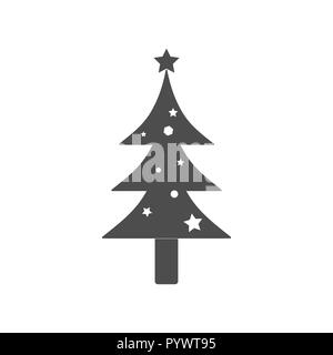 Albero di natale icona. Illustrazioni vettoriali. Design piatto. Illustrazione Vettoriale