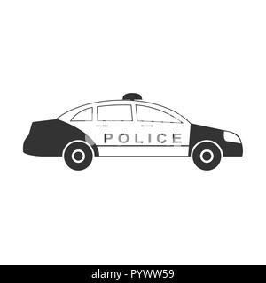 Auto della Polizia e la relativa icona. Illustrazioni vettoriali. Design piatto. Illustrazione Vettoriale