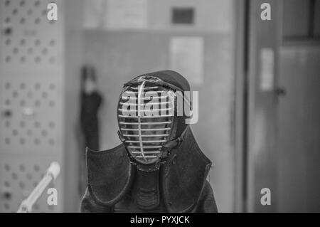 Close up Kendo con timone a Kyoto Osaka in Giappone 2016 In bianco e nero Foto Stock