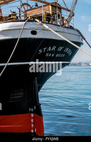 Stella dell India clipper ship (o corteccia), il Seaport Village, San Diego, California. Foto Stock