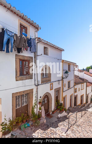 Strade medievali del Judiaria, il Quartiere Ebreo o Ghetto a Castelo de Vide, Alto Alentejo, Portogallo Foto Stock