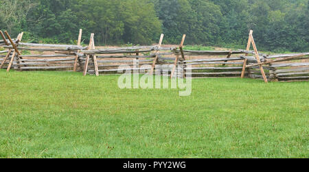Picchetti di legno scherma sul campo di battaglia di Gettysburg della Guerra Civile Americana Foto Stock