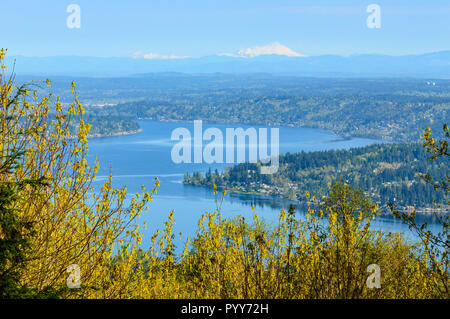 Lago Sammamish e Mount Baker, Washington Foto Stock