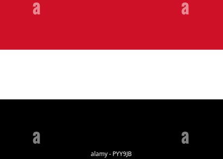 Semplice bandiera dello Yemen. Le dimensioni corrette, la proporzione dei colori. Illustrazione Vettoriale