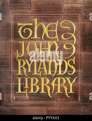 John Rylands Library e Manchester, Inghilterra, Regno Unito Foto Stock