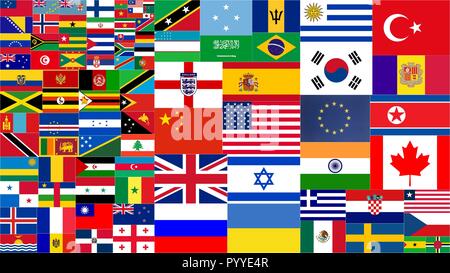 Paese varie bandiere del mondo collezione close up Foto Stock