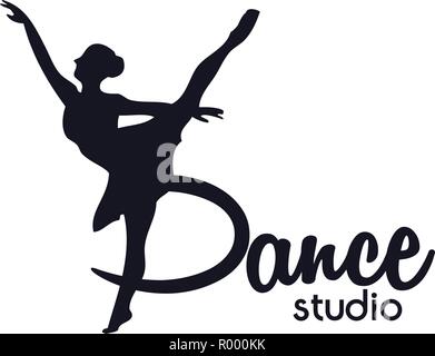 Dance Club logo,Ballerina nel logo di danza. Perfetto per la scuola di danza o di studio Illustrazione Vettoriale