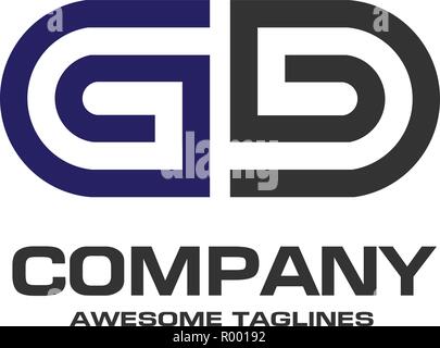 Creative lettera iniziale geometrica GD business logo design template, LETTERA G e D il concetto di logo Illustrazione Vettoriale
