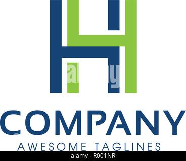 La lettera H logo a colori moderna forma di linea tipografia elemento di design Illustrazione Vettoriale