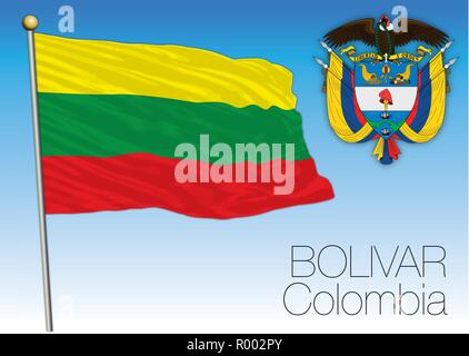 Bolivar bandiera regionale, Republica de Colombia, illustrazione vettoriale Illustrazione Vettoriale