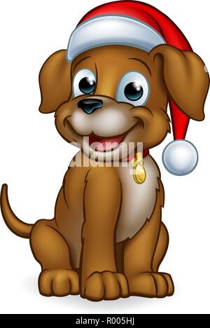 Cane in Christmas Santa Claus Hat Illustrazione Vettoriale