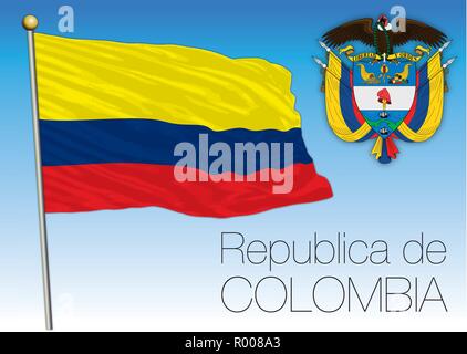 Republica de Colombia bandiera ufficiale, Colombia, Sud America, illustrazione vettoriale Illustrazione Vettoriale