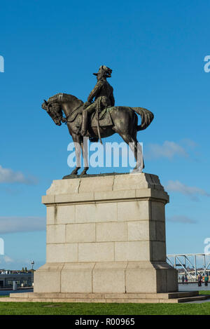 Edward VII statua, Pier Head, Liverpool, Merseyside England Foto Stock