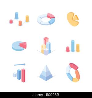 Una infografica grafici e diagrammi - set di moderno vettore elementi isometrica Illustrazione Vettoriale