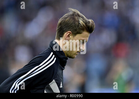 Daniele Rugani della Juventus durante la Serie A match tra Empoli e Juventus allo Stadio Carlo Castellani, Empoli, Italia il 27 ottobre 2018. Foto Stock