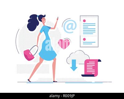 Ragazza moderna - appartamento moderno stile design illustrazione Illustrazione Vettoriale