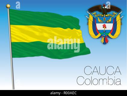 Cauca bandiera regionale, Republica de Colombia, illustrazione vettoriale Illustrazione Vettoriale