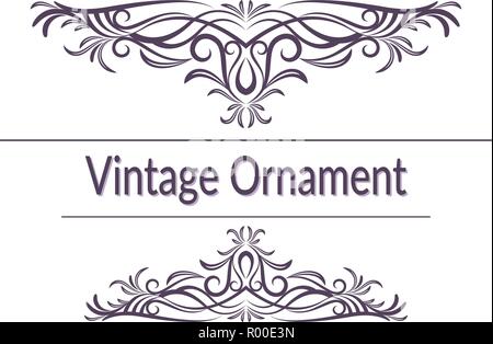 Ornamento vintage, cornice decorativa con Abstract motivo floreale, contorni neri isolati su sfondo bianco. Vettore Illustrazione Vettoriale